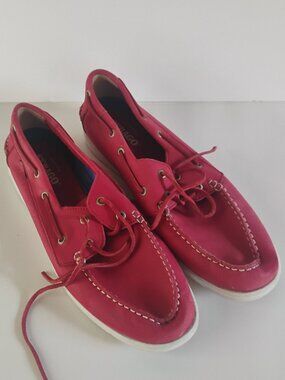 Sebago Leather boater shoes red Men's Size 11